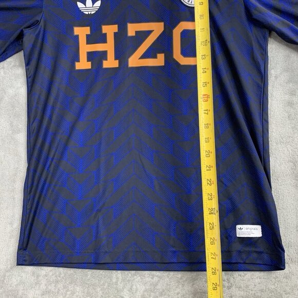Adidas Jersey Mens Medium Blue HZO #3 United Club Soccer Football V-Neck Stretch - Picture 2 of 12